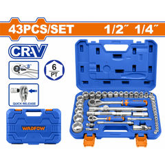 Wadfow WST3D43 43 PCS 1/4" 1/2" Socket Set | Wadfow by KHM Megatools Corp.