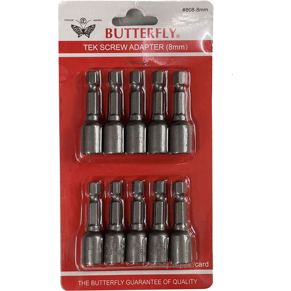 Butterfly #808-8 Magnetic TEK Screw Adapter 8mm (10pcs) | Butterfly by KHM Megatools Corp.
