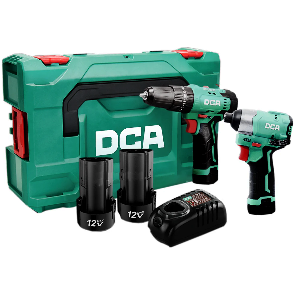 DCA ADKIT25-EK Cordless Hammer Drill Driver & Impact Driver Combo Kit 12V | DCA by KHM Megatools Corp.