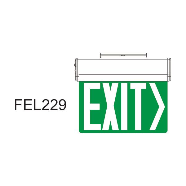 Firefly Double-Faced Exit Light with Wall/Ceiling Mount Option  3 x 1.2V 350mAh (3.6V) Ni-CD Battery Firefly Double-Faced Exit Light with Wall/Ceiling Mount Option  3 x 1.2V 350mAh (3.6V) Ni-CD Battery