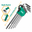DCA A09D0103 Extra Long Ball Point Hex Key Wrench Set 9Pcs