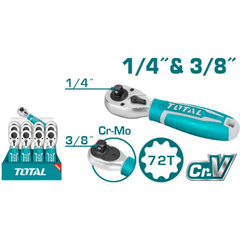 Total THT1061438 Stubby Ratchet Handle 72t 1/4" Dr. - KHM Megatools Corp.
