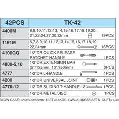 Hans TK-42 42pcs. Socket & Combination Wrench Set 1/2' Drive | Hans by KHM Megatools Corp.
