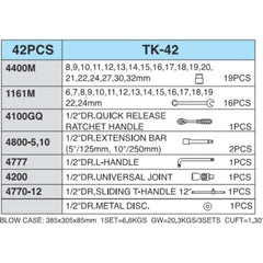 Hans TK-42 42pcs. Socket & Combination Wrench Set 1/2' Drive | Hans by KHM Megatools Corp.