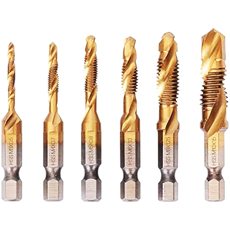 Workpro WP400510WE HSS Spiral Flute Tap & Drill Bit Set 6Pcs | Workpro by KHM Megatools Corp.