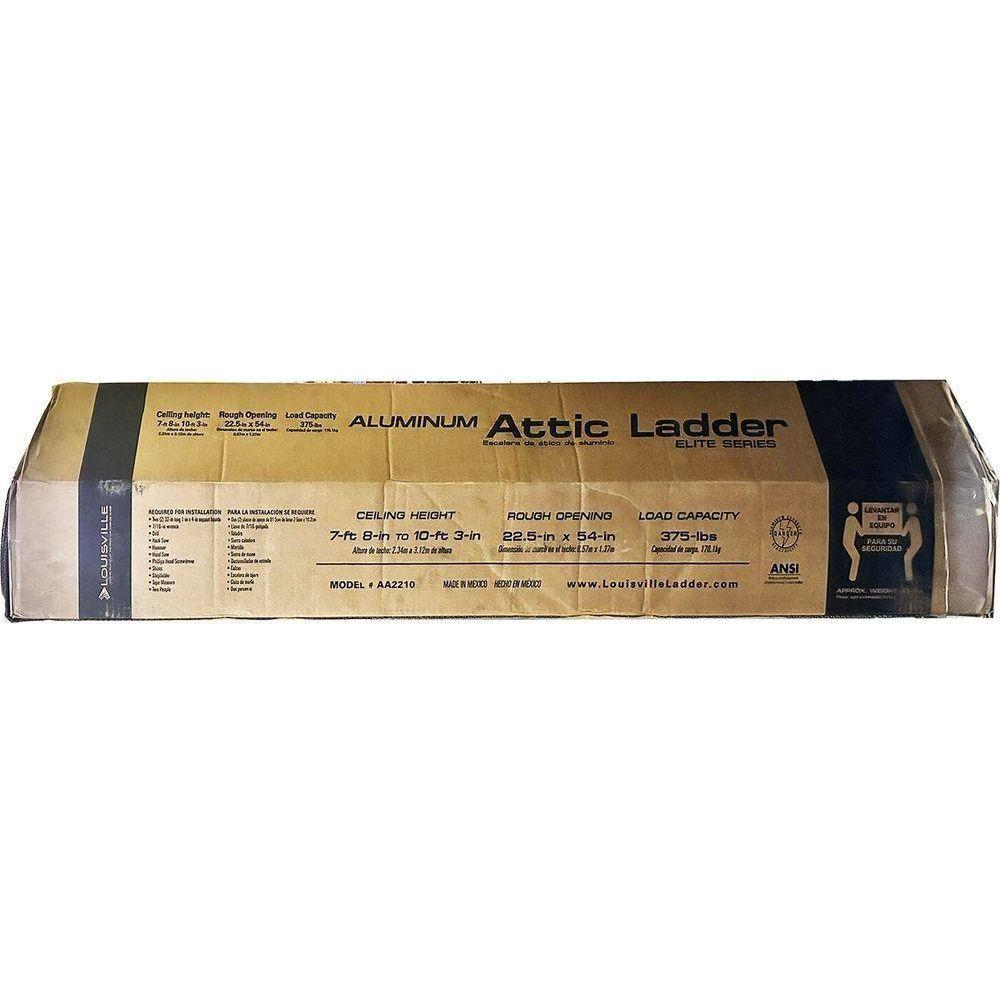 Louisville AA2210 Aluminum Attic Ladder "ELITE" 375 lbs - KHM Megatools Corp. Louisville AA2210 Aluminum Attic Ladder "ELITE" 375 lbs - KHM Megatools Corp.