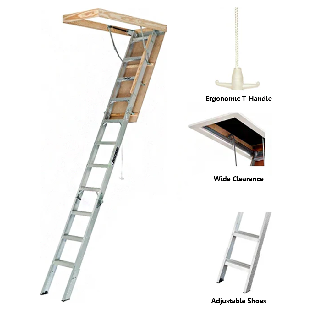 Louisville AL2540MG Aluminum Attic Ladder "Elite" 375Lbs. 25" (AA2540MG ) | Louisville by KHM Megatools Corp. Louisville AL2540MG Aluminum Attic Ladder "Elite" 375Lbs. 25" (AA2540MG ) | Louisville by KHM Megatools Corp.