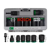 Bosch PRO Impact Socket Wrench 1/2" Drive Standard 7Pcs with 1/4" Adapter (2608003032) | Bosch by KHM Megatools Corp.