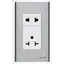 Omni SP3-WA/WU-PK Aircon Tandem Outlet 20A & Universal Outlet 16A in Stainless Plate (Wide Series) | Omni by KHM Megatools Corp.