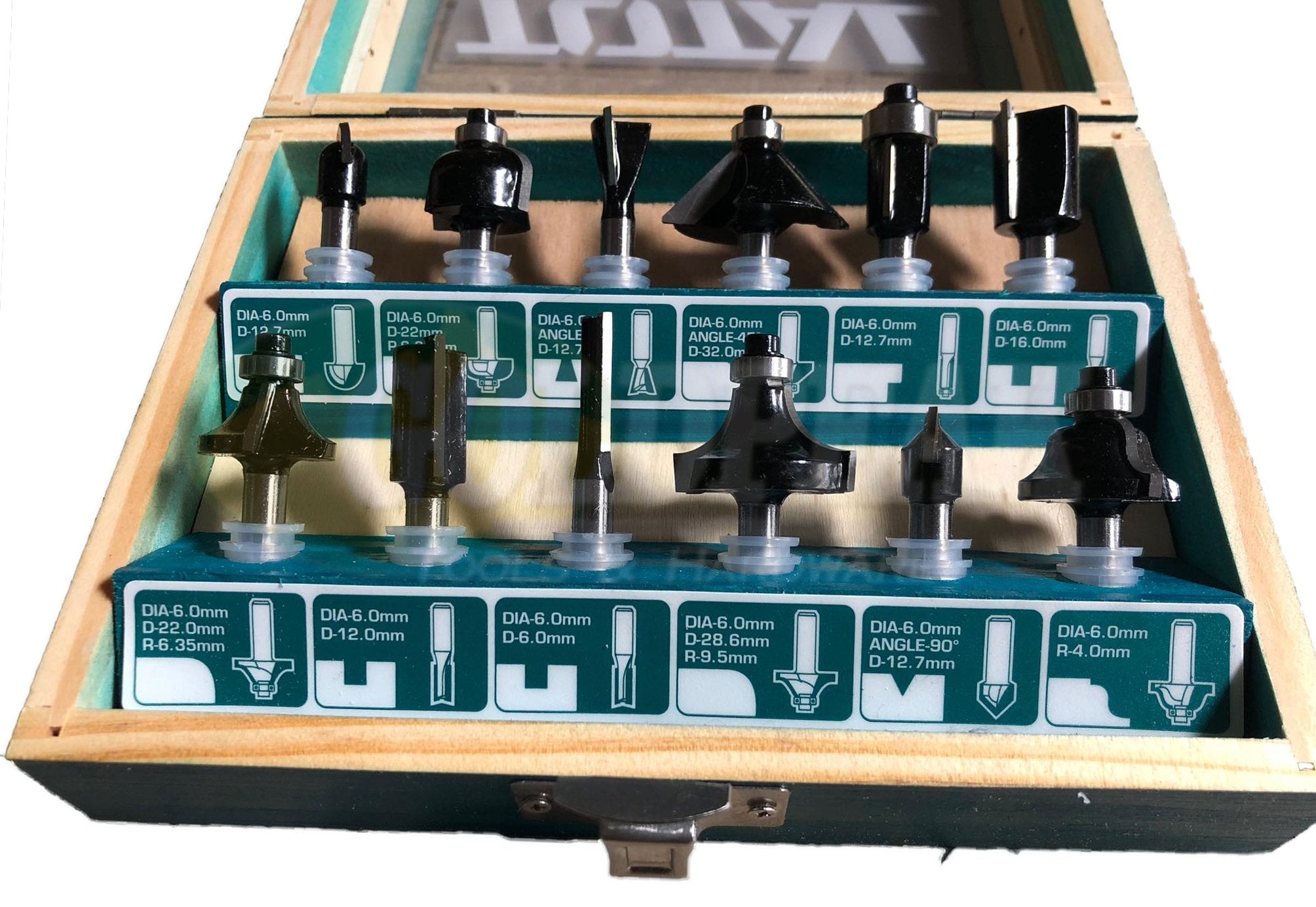 Total TACSR0121 Router Bit Set 6mm Shank (12pcs) - ToolsSavvy.ph
