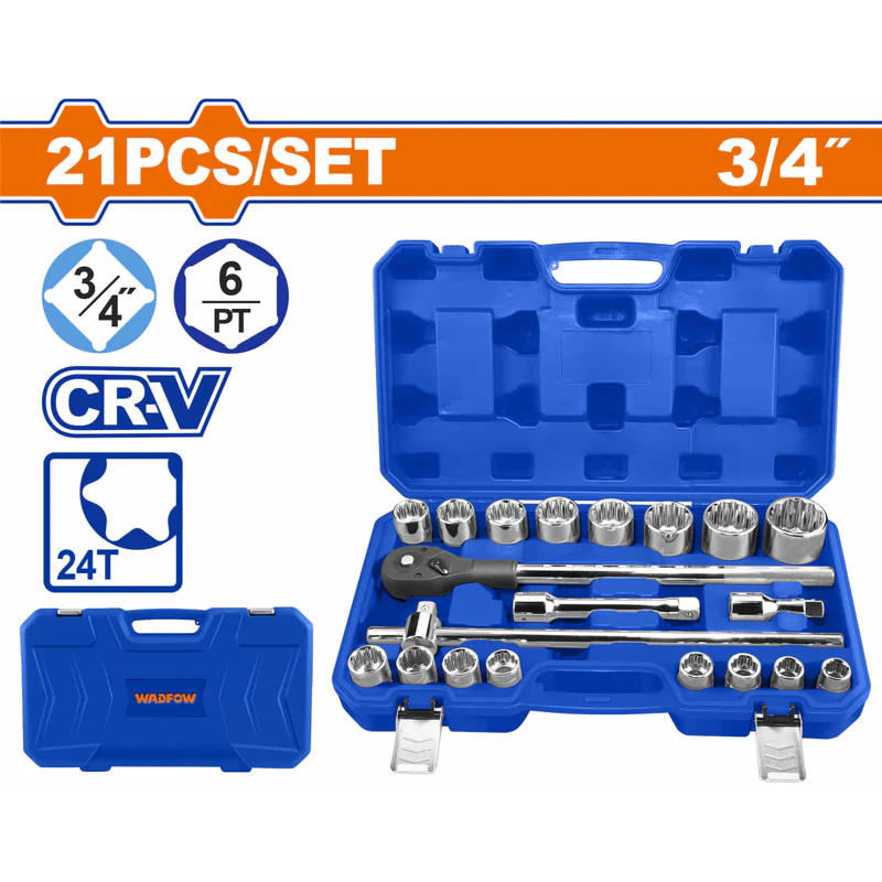 Wadfow WST4D21 21 PCS 3/4" Socket Set | Wadfow by KHM Megatools Corp.