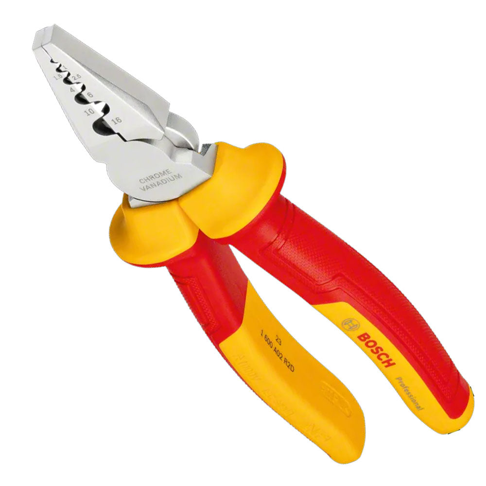 Bosch VDE Crimping Plier 180mm (1600A02NE6) | Bosch by KHM Megatools Corp.