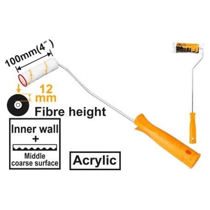 Ingco HRHT061001 Mini Paint Roller (Acrylic) Cylinder Brush 4" - KHM Megatools Corp. Main image