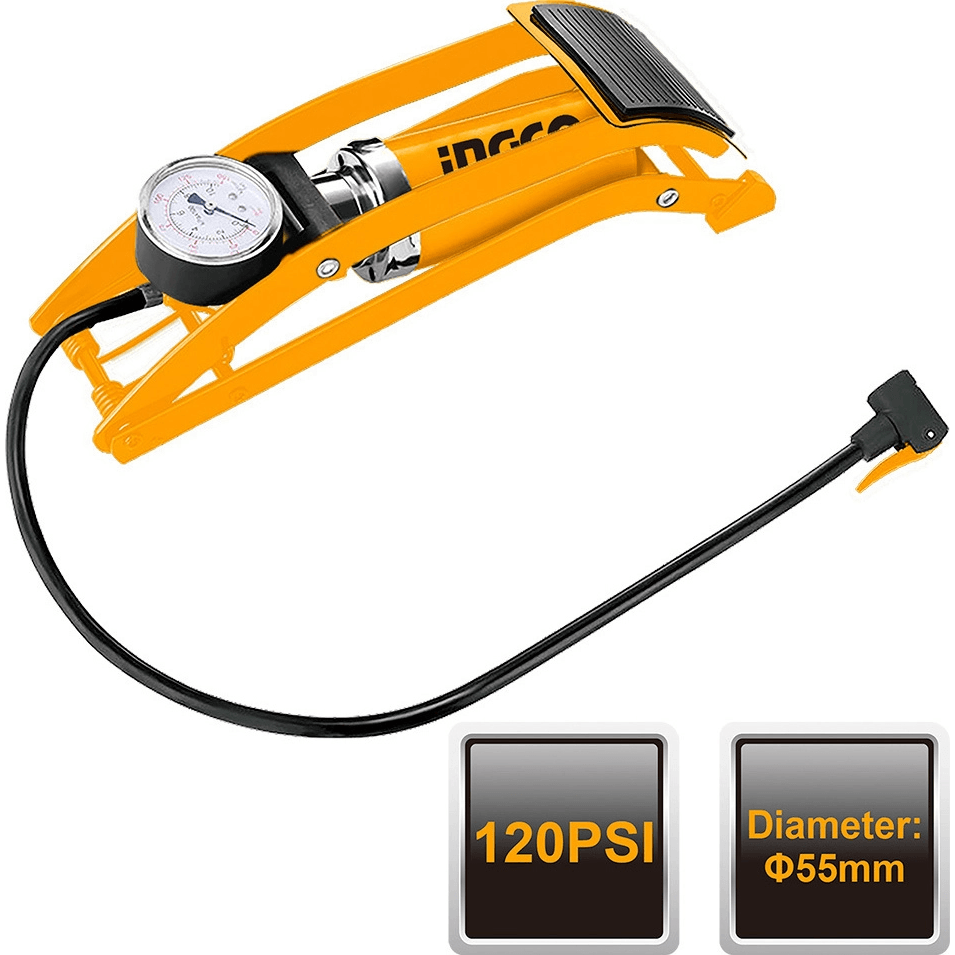 Ingco MPP5511 Foot Hand Pump Tire Inflator 120psi - KHM Megatools Corp. Main image