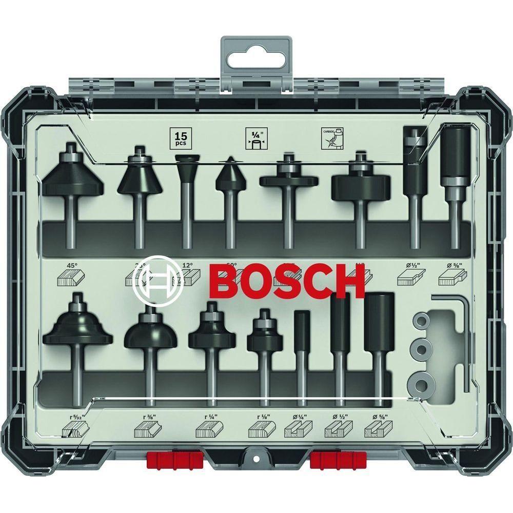 Bosch Router Bit Set 1/4" Shank (15pcs) [2607017473] | Bosch by KHM Megatools Corp. Main image