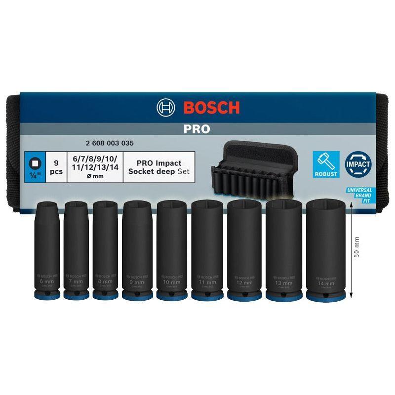 Bosch Pro Impact Socket Wrench Set 1/4" Deep 9pcs (2608003035) | Bosch by KHM Megatools Corp. Main image