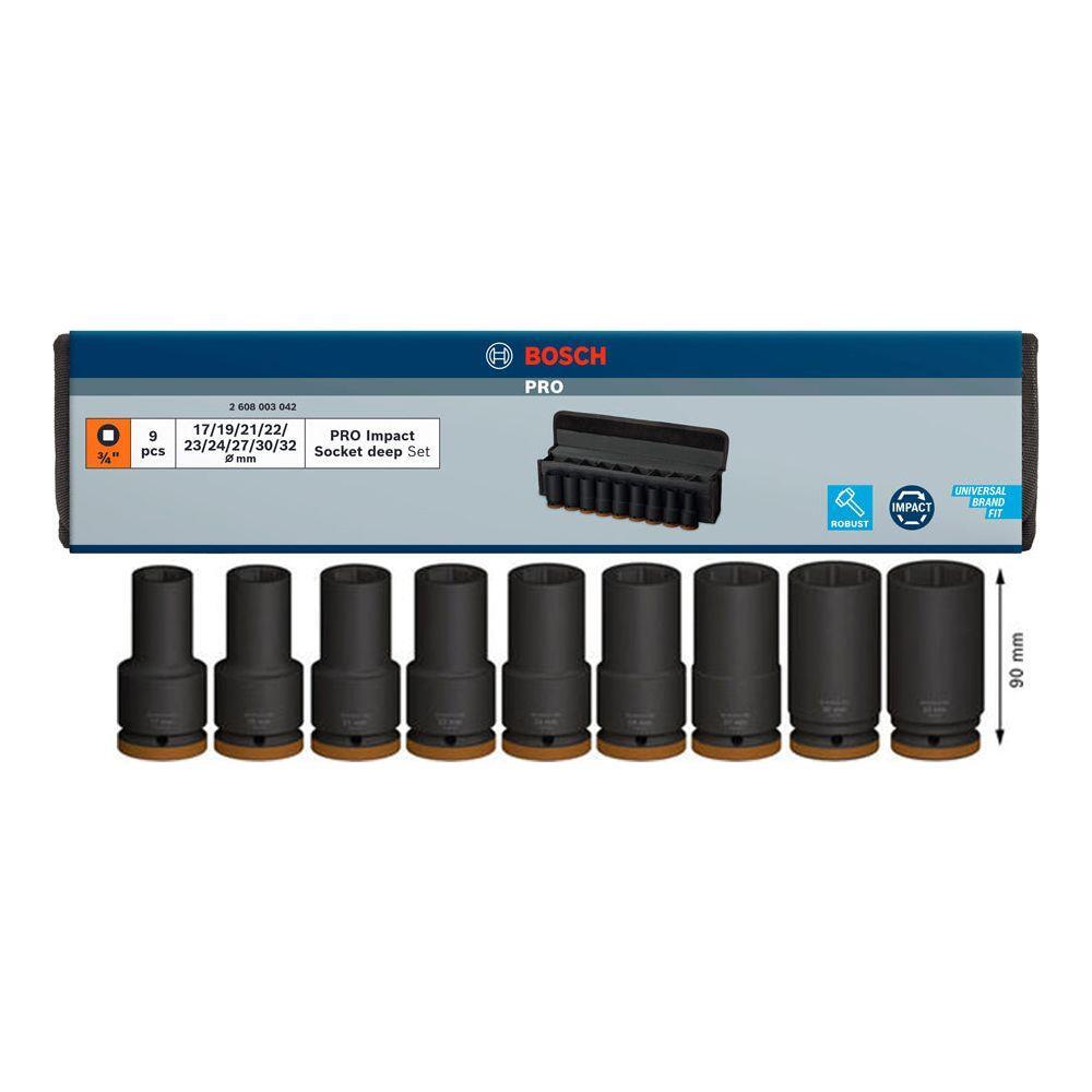 Bosch PRO Impact Socket Wrench 3/4" Drive Deep 9pcs Set (2608003042) | Bosch by KHM Megatools Corp. Main image