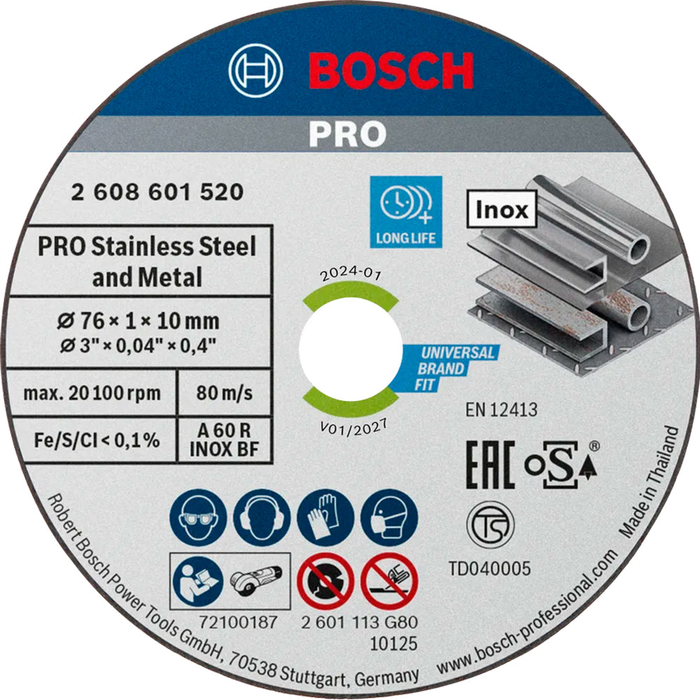 Bosch PRO 76mm Cutting Disc for Inox - 1mm (2608601520) - ToolsSavvy.ph Main image