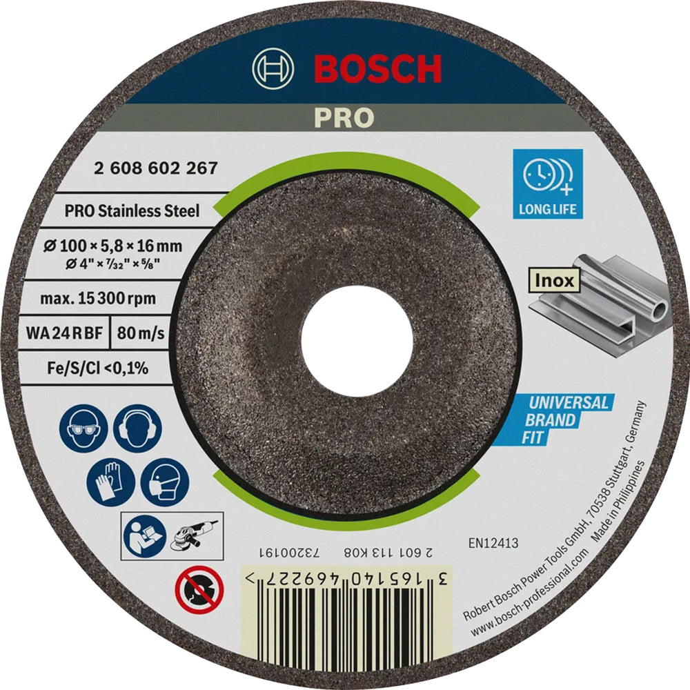 Bosch PRO 4-inch Grinding Disc for INOX 6mm x 100mm (2608602267) - ToolsSavvy.ph