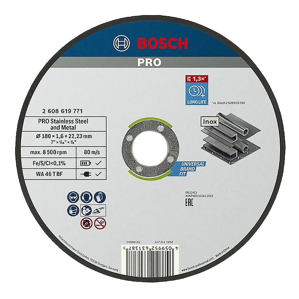 Bosch PRO 7-inch Standard for Inox Cutting Disc 180mm x 1.6mm x 22.23mm (2608619771) - ToolsSavvy.ph Main image