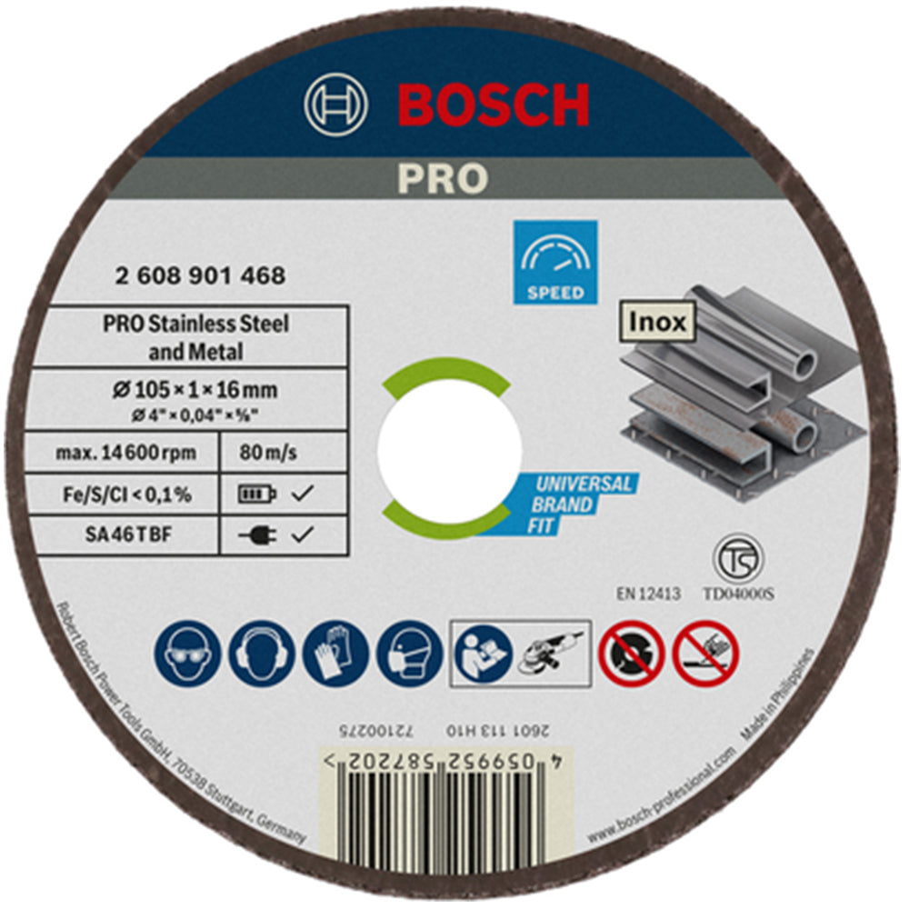 Bosch PRO 4-inch Expert for Inox Cutting Disc 1.0mm x 105.0mm (2608901468) - ToolsSavvy.ph Main image