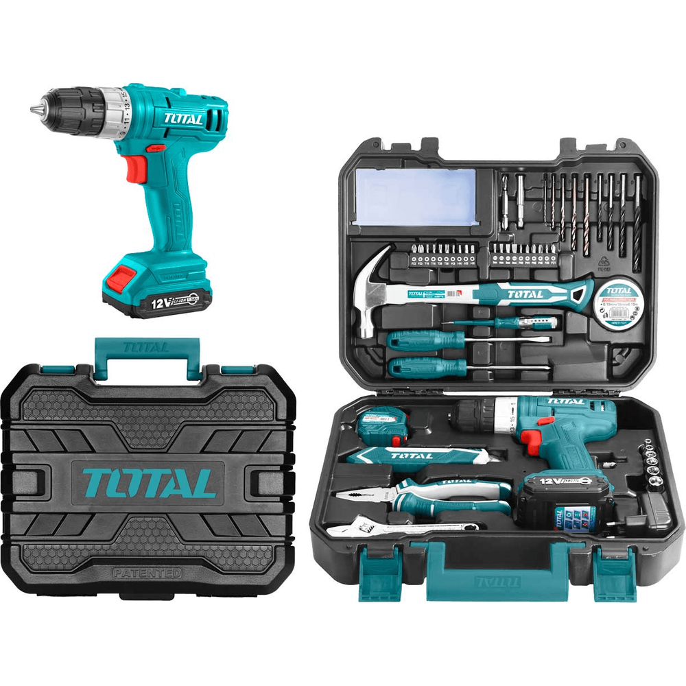 Total THKTHP11272 12V Cordless Drill + Hand Tools ( 127pcs Household Tools Set) | Total by KHM Megatools Corp. Main image