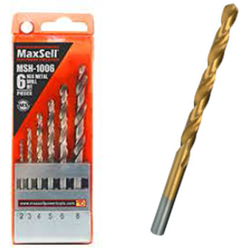 Maxsell MSH-1006 HSS Titanium Drill Bit Set 6Pcs | MaxSell by KHM Megatools Corp. Main image