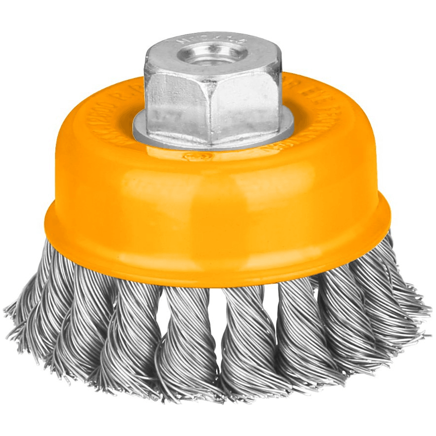 Ingco WB21002 Cup Wire Brush With Nut 100mm [Twisted] - KHM Megatools Corp. Main image