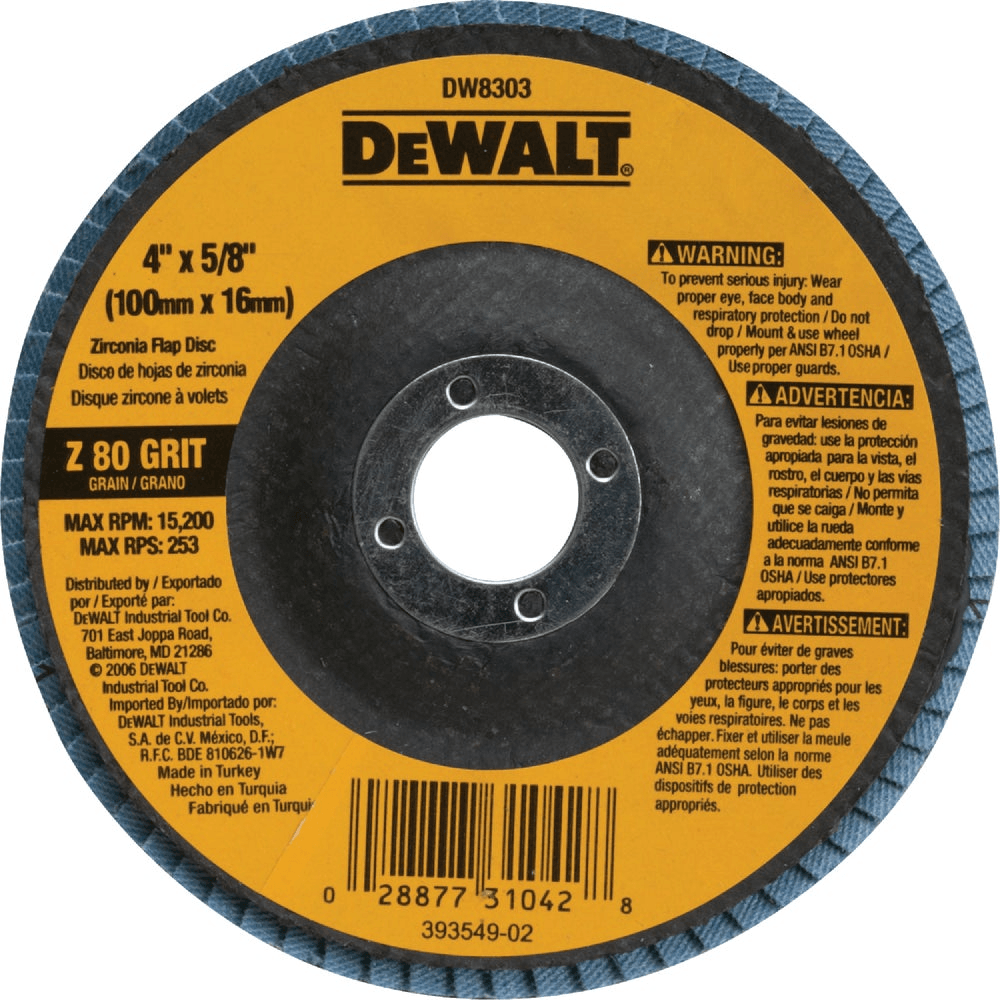 Dewalt DW8303 Flap Disc 4" Grit 80 - KHM Megatools Corp. Main image
