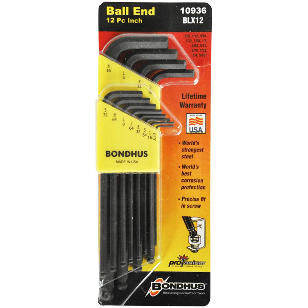 Bondhus 10936 (BLX12) PG 12pcs Balldriver Tip Allen Wrench Key set 0.050-5/16" (long) | Bondhus by KHM Megatools Corp. Main image