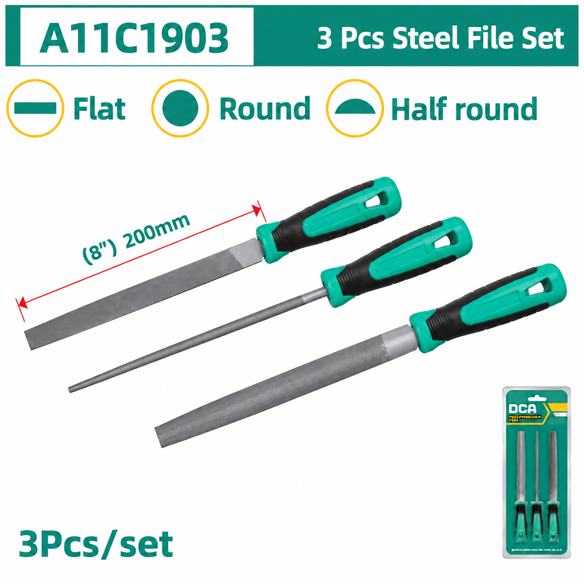 DCA 3 Pcs Steel File Set