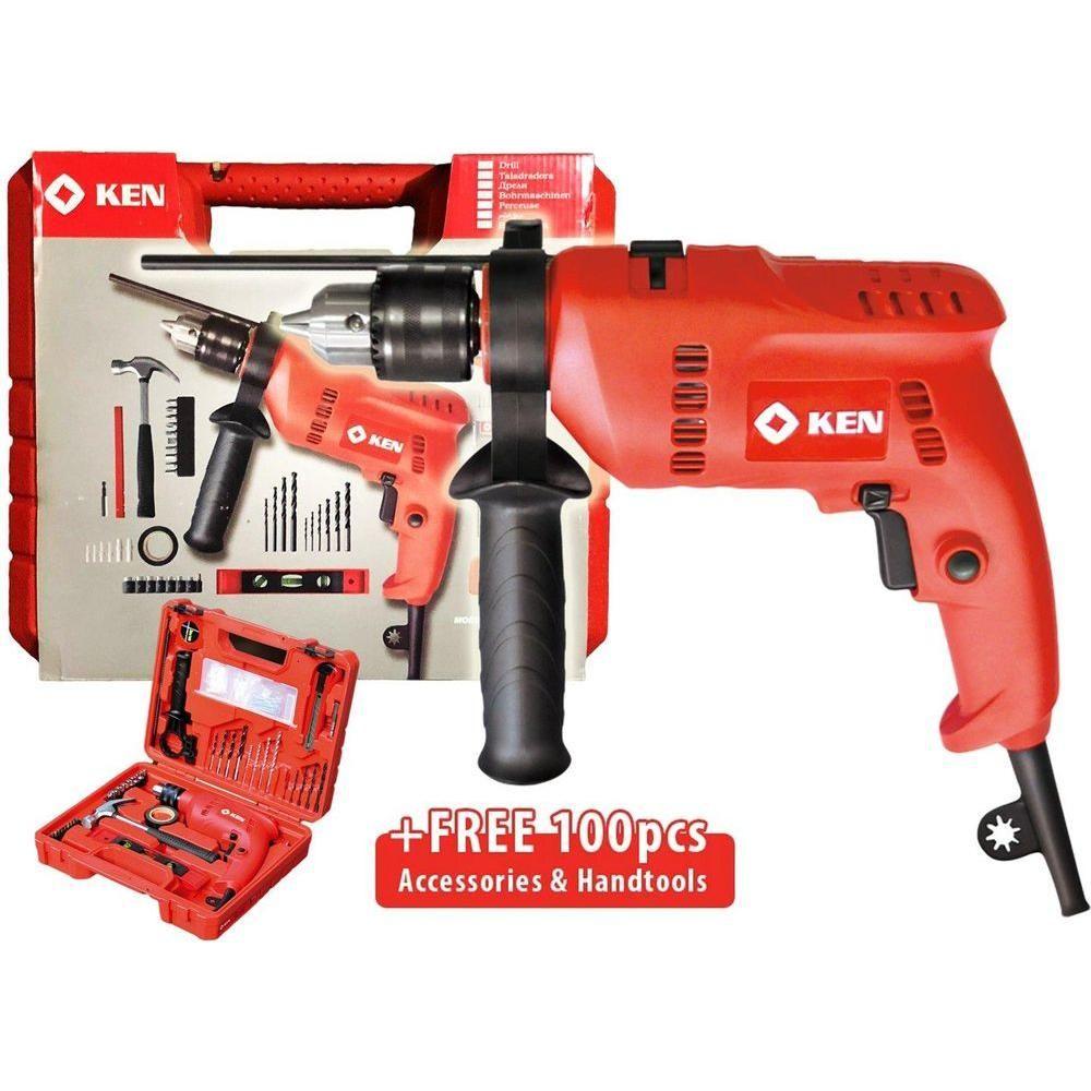 Ken 6913S Hammer Drill with 100pcs Accessories Kit Set - Goldpeak Tools PH Ken Main image