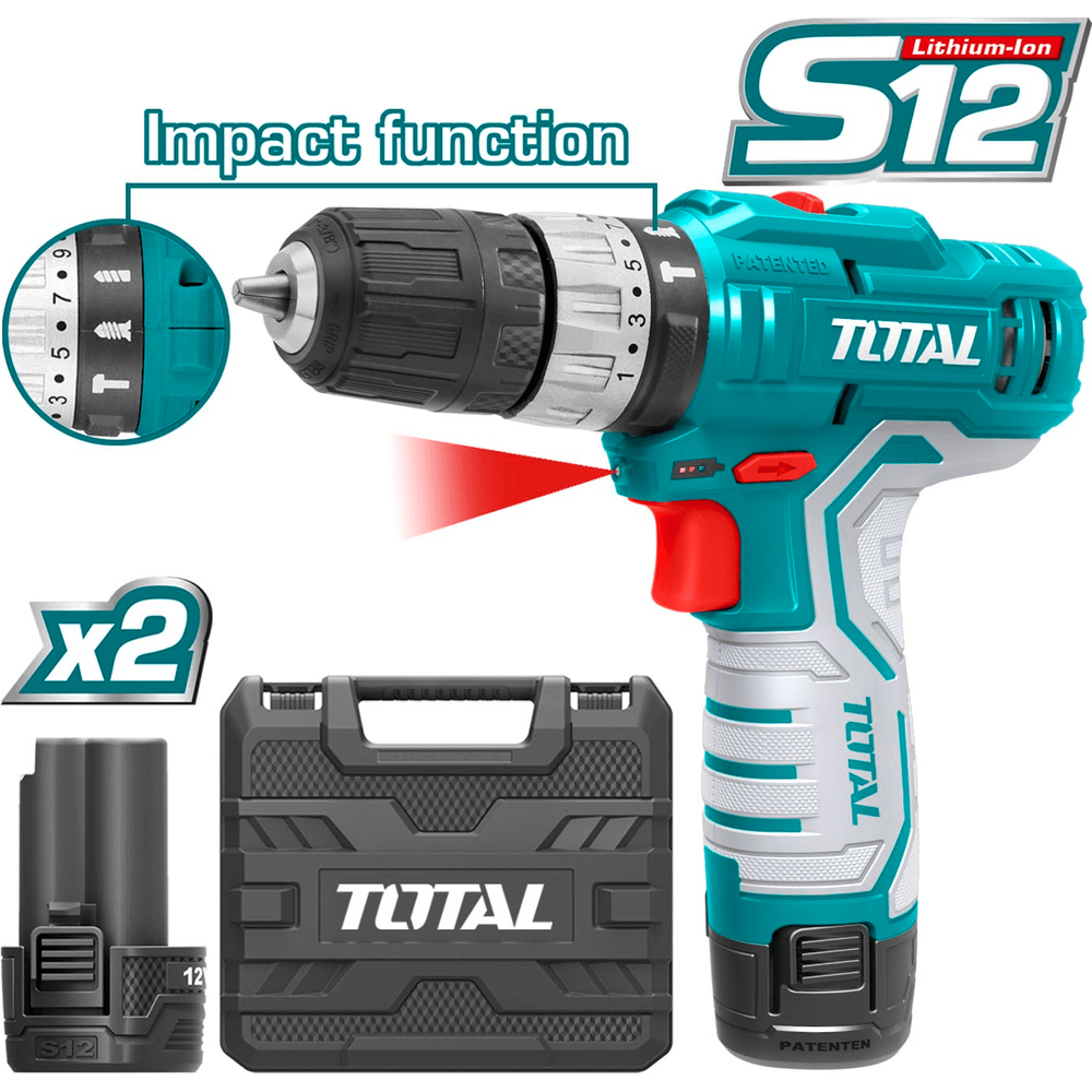 Total TIDLI1232 12V Cordless Hammer Drill | Total by KHM Megatools Corp.