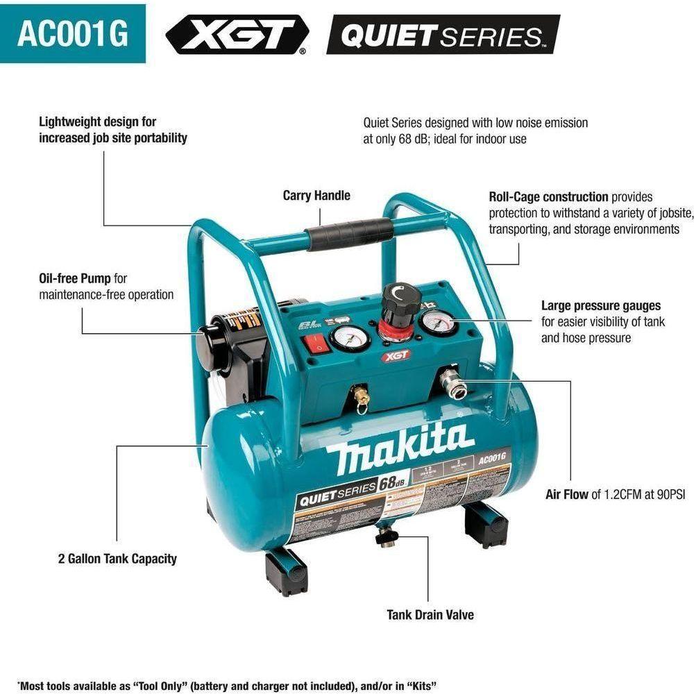 Makita AC001GZ 40V Cordless Air Compressor 135psi (Noise less) XGT [Bare] Secondary image