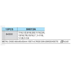 Hans 84613A 1/2" Drive 13 pcs. Impact Deep Socket Wrench Set SAE | Hans by KHM Megatools Corp.