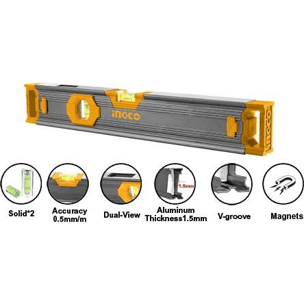 Ingco Spirit Level Bar (Powerful Magnetic Base) [Industrial] - KHM Megatools Corp. Main image