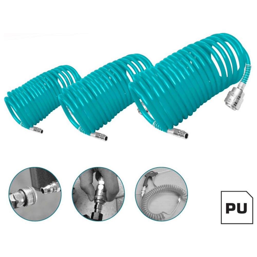 Total PU Recoil Air Hose with Quick Coupler Fittings | Total by KHM Megatools Corp. Main image