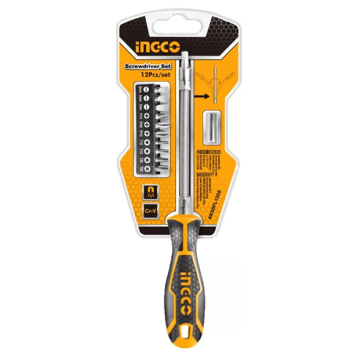 Ingco AKSDFL1208 12pcs Flexible Shaft Screwdriver Set - KHM Megatools Corp.