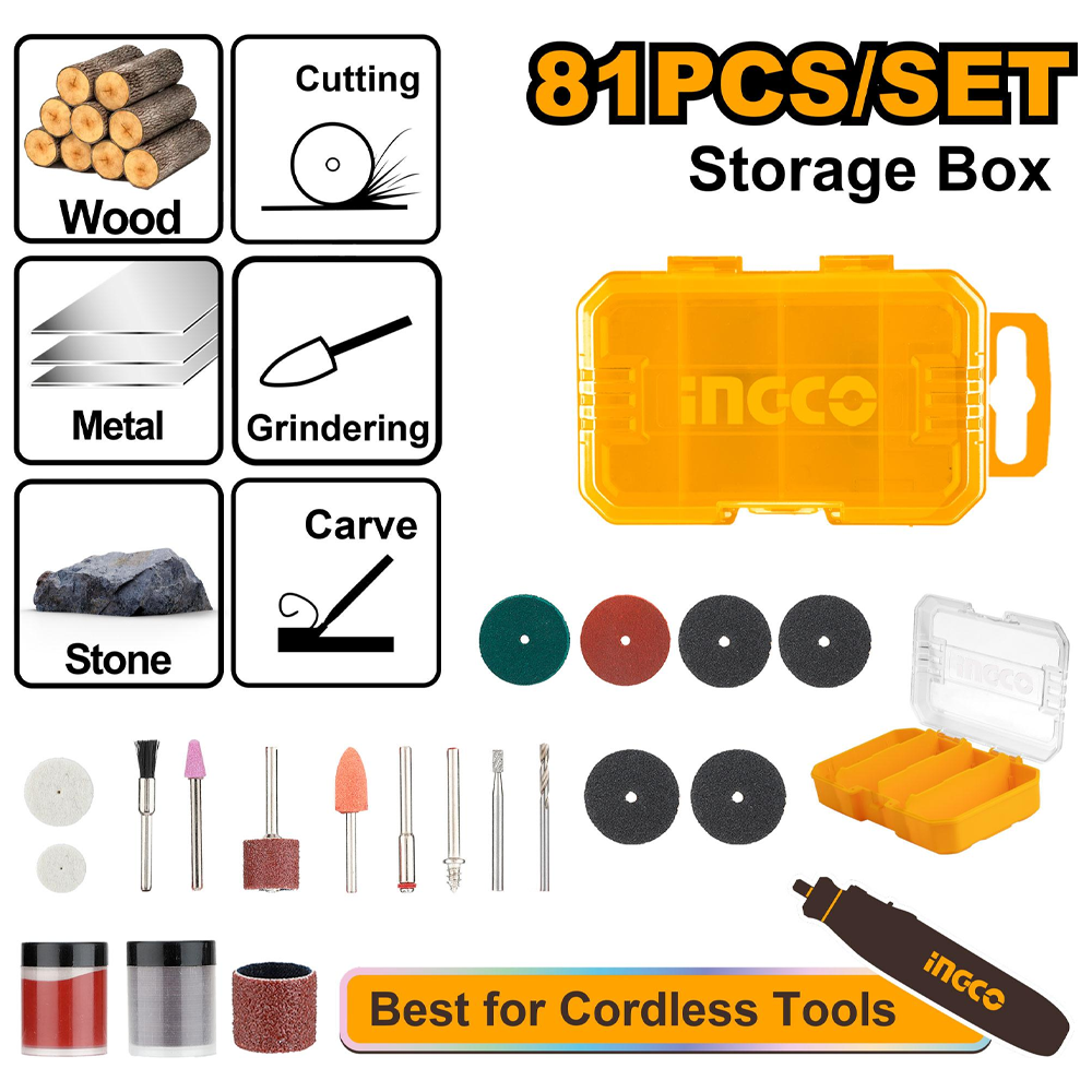 Ingco AKMG8081 Accessories for Rotary Tool / Mini Drill Set 81PCS Secondary image