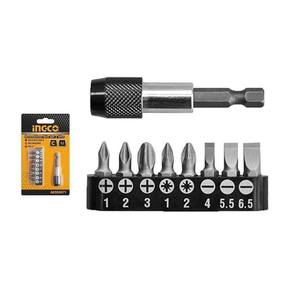 Ingco AKSD0071 Screwdriver Bits 9Pcs Set - KHM Megatools Corp. Main image