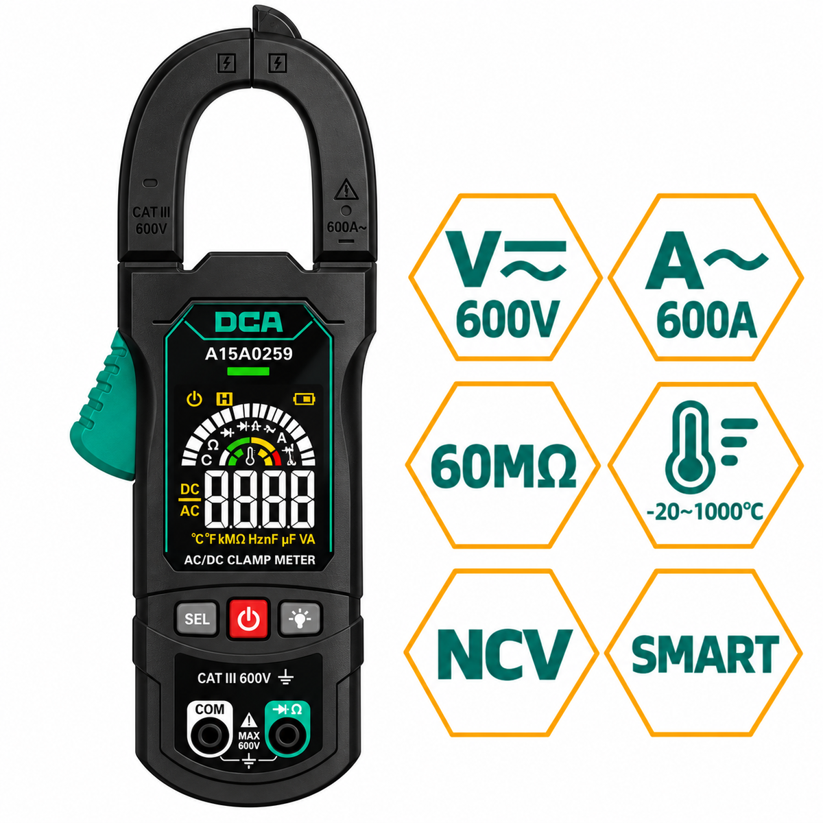 DCA A15A0259 Digital DC/AC Clamp Meter 5999-Counts