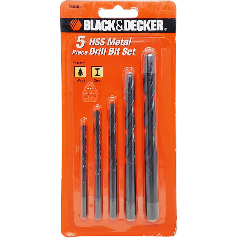 Black & Decker A8030G HSS Drill Bit Set 5Pcs | Black & Decker by KHM Megatools Corp. Main image