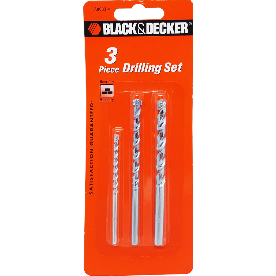 Black & Decker A8033G Masonry Drill Bit Set 3Pcs