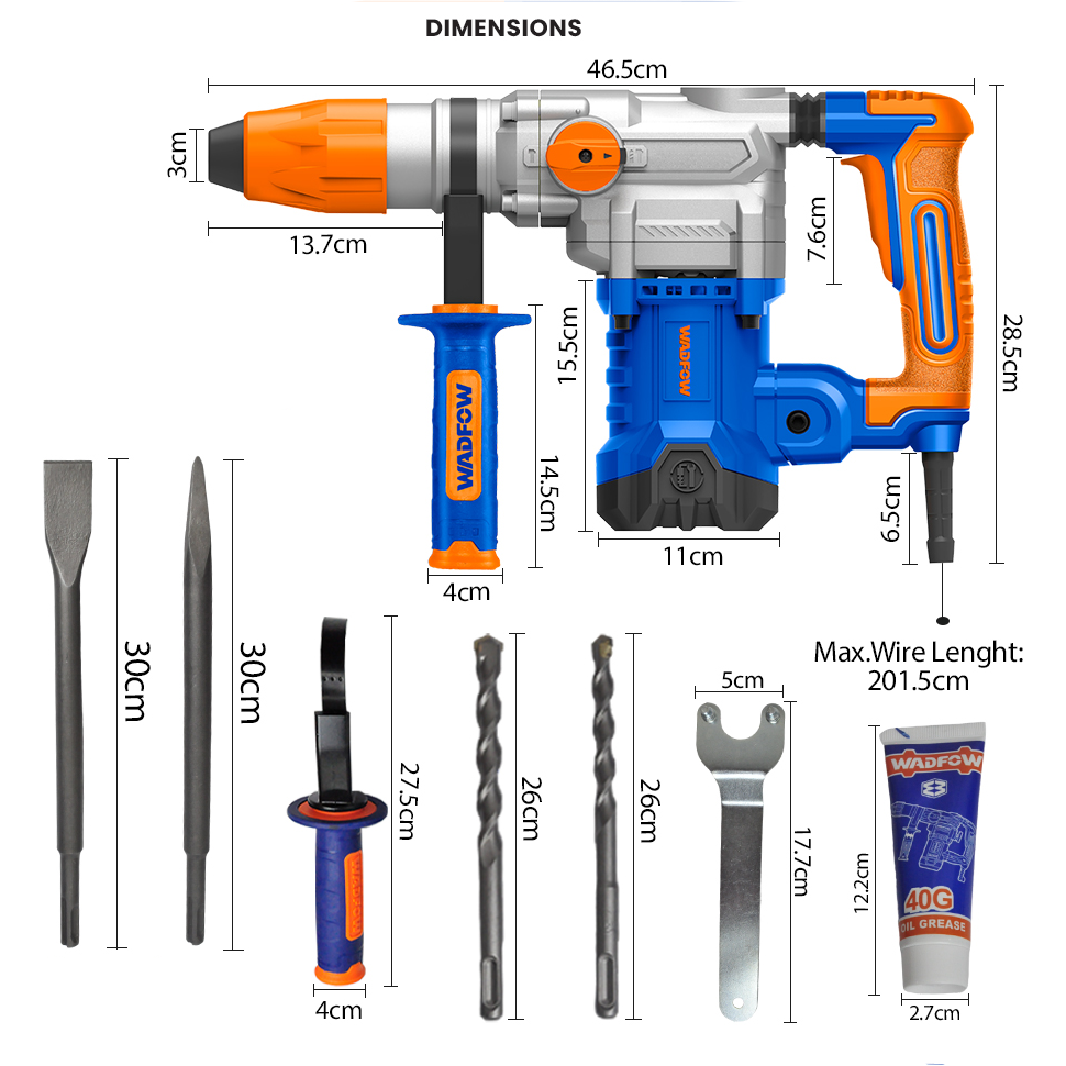 Wadfow WRH3D38 SDS-Max Rotary Hammer 1600W Secondary image