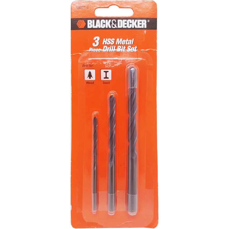 Black & Decker A8031G HSS Drill Bit Set 3Pcs | Black & Decker by KHM Megatools Corp. Main image