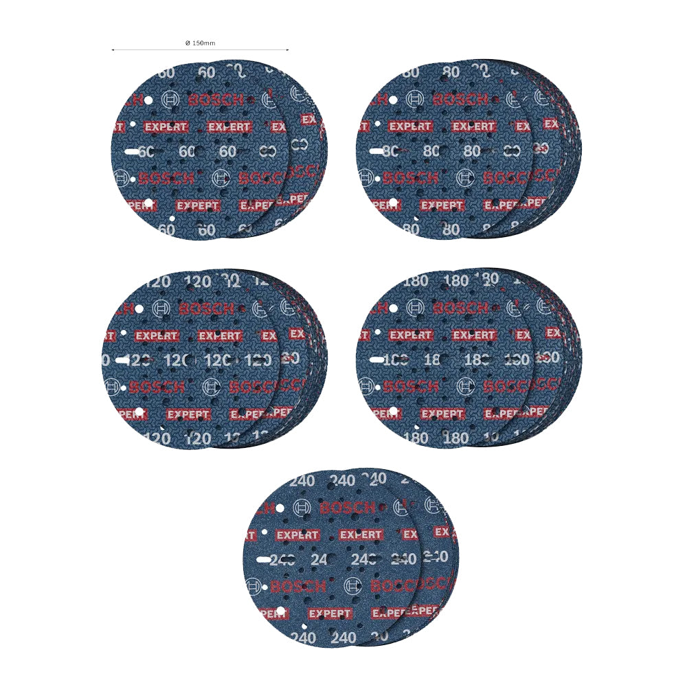 Bosch EXPERT ExO780 150mm Sanding Disc Assortment 55 pcs / box (2608902470)
