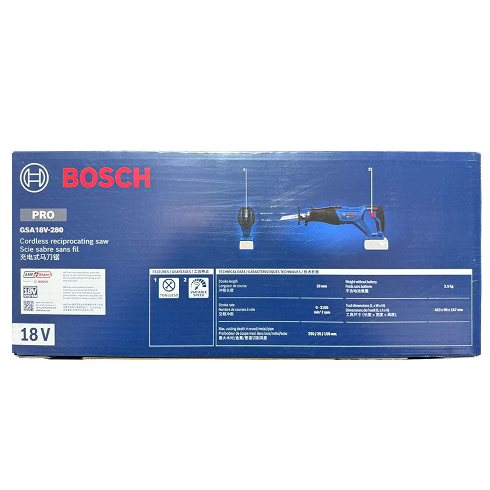 Bosch GSA 18V-280 Cordless Brushless Reciprocating Saw (Bare) - ToolsSavvy.ph