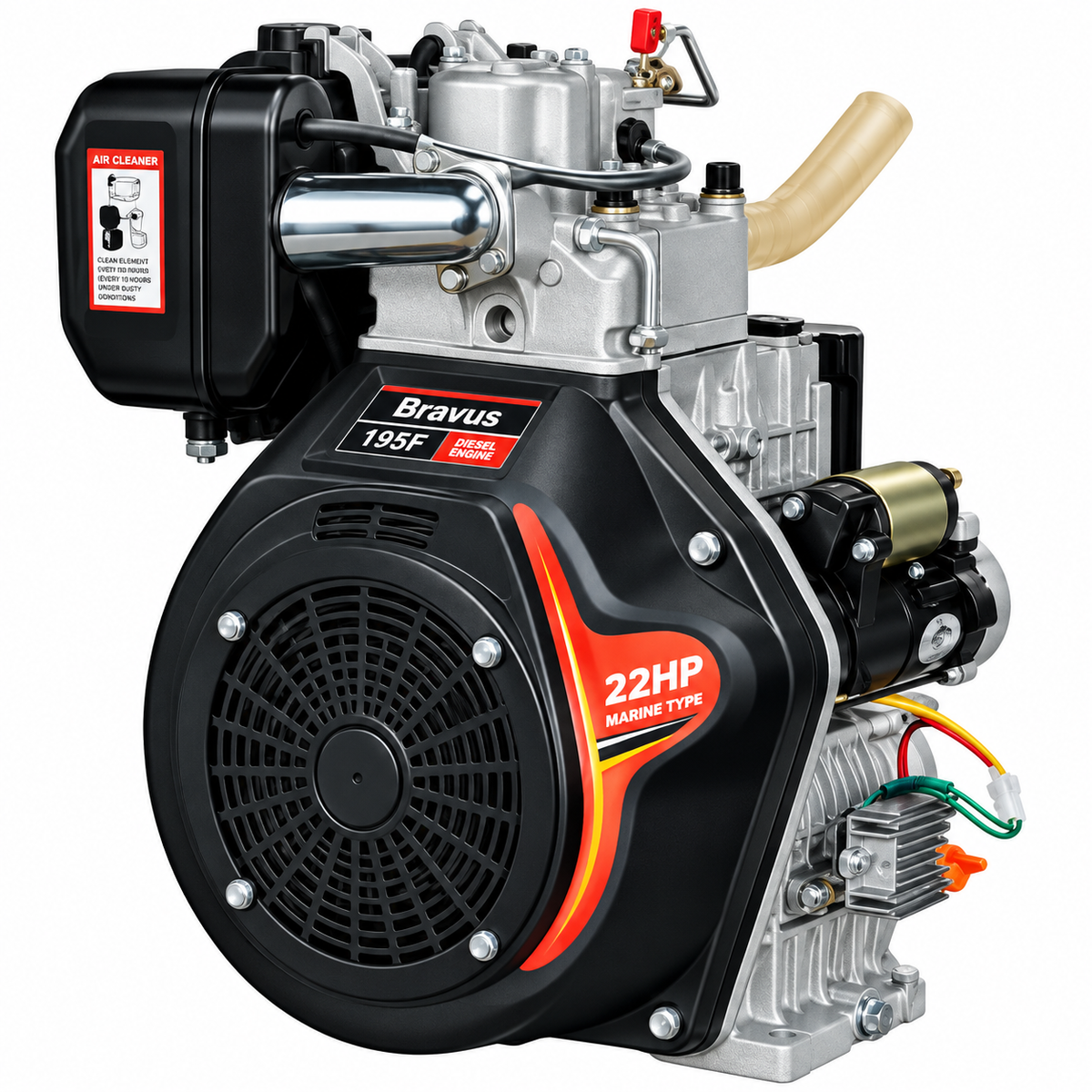 Bravus 195F Marine Type Diesel Engine 22HP