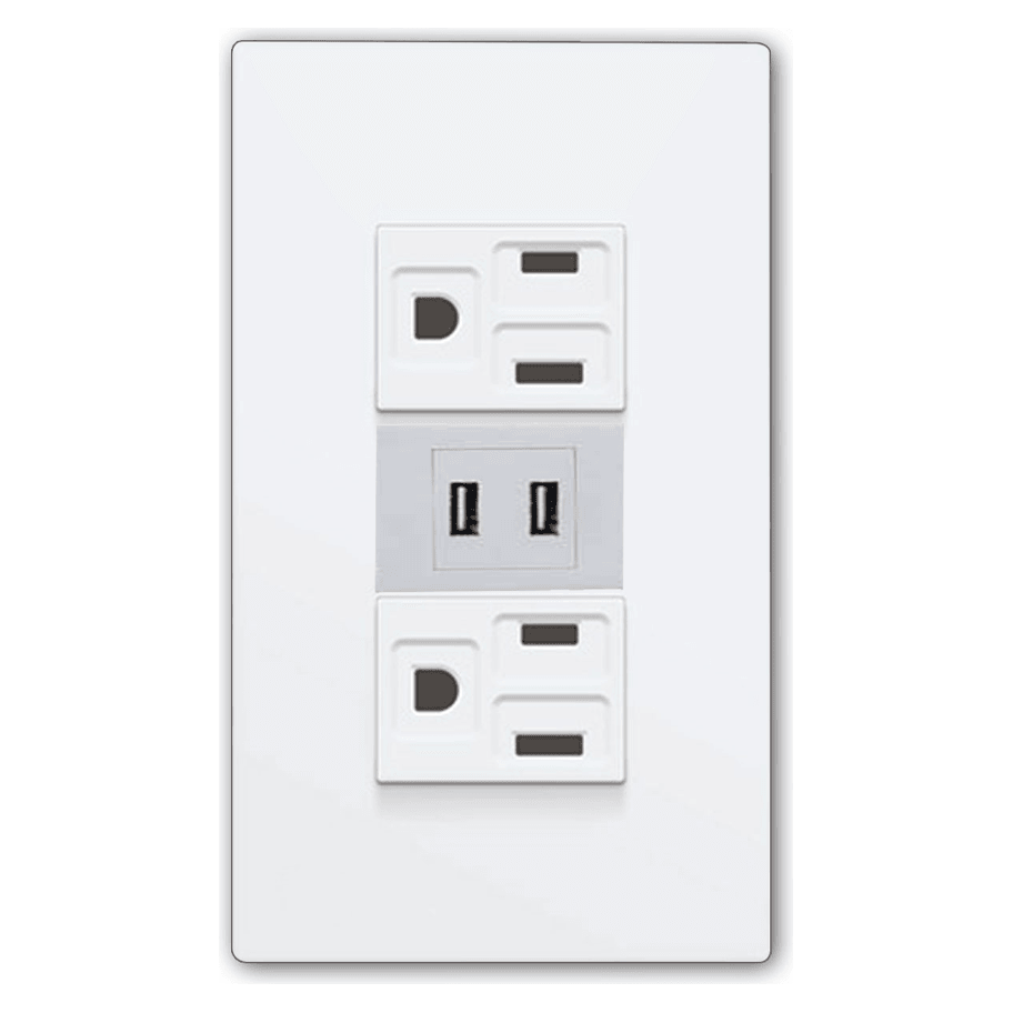 Powerhouse Electric 3 Gang Plate w/ Duplex Universal Outlet w USB & Type C Port - KHM Megatools Corp. Main image