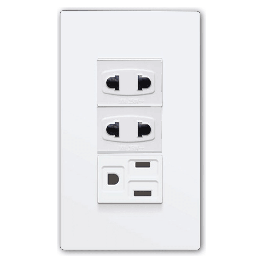 Powerhouse Electric 3 Gang Plate w/ Duplex Universal Outlet w/ Ground 1Pc - KHM Megatools Corp. Main image